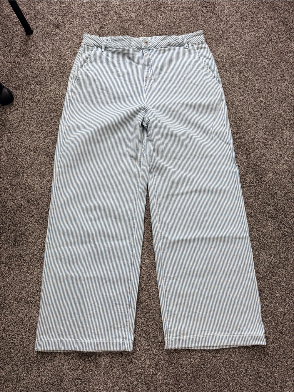 Style & Co. White and Light Blue Striped Wide-Leg Pants